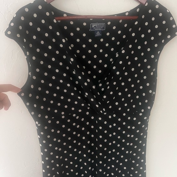 American Living Black and White Polka Dot Midi Dress - Picture 3 of 6